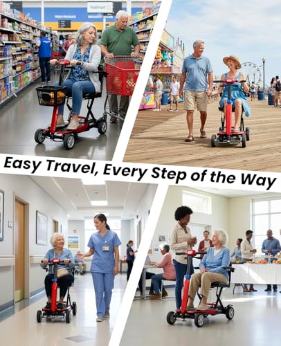 Image of Lightweight Mobility Scooters for Seniors & Adults, Removable Lithium Battery, Airport Approved, Foldable 4 Wheel Electric Mobility Scooter, No Assembly Needed, Heavy Duty 260lbs Capacity
