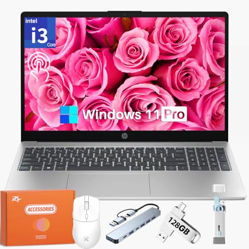 Image of HP 2025 Touchscreen Laptop, Intel 6-Core i3-1315U (Beat Ryzen 5 7430u), 15.6 inch 250 nits Anti-Glare Display, 16 GB RAM, 1 TB SSD, Long Battery Life, Windows 11 Pro, Copilot-AI Chat w /Patent Accessories