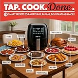 Gourmia Air Fryer Oven Digital Display 4 Quart Large AirFryer Cooker 12 1-Touch Cooking Presets, Black and Stainless Steel Accents Fry Force GAF486