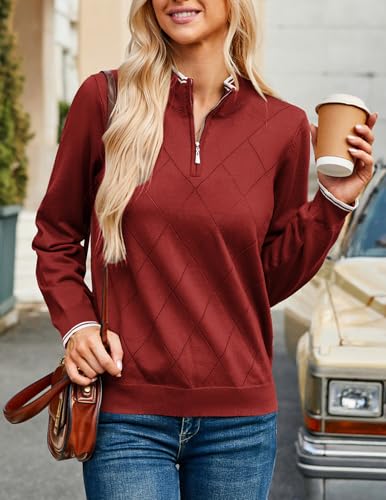 Image of JACK SMITH Quarter Zip Pullover Sweaters for Womens, Rib Polo Sweater Tops