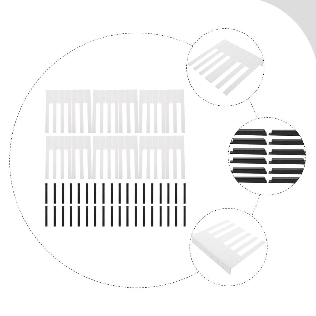 Accesorios para Piano 88 Piezas de Reemplazo de Tapas de Teclas de Piano en Acrílico y Plástico para Reparación y Mantenimiento