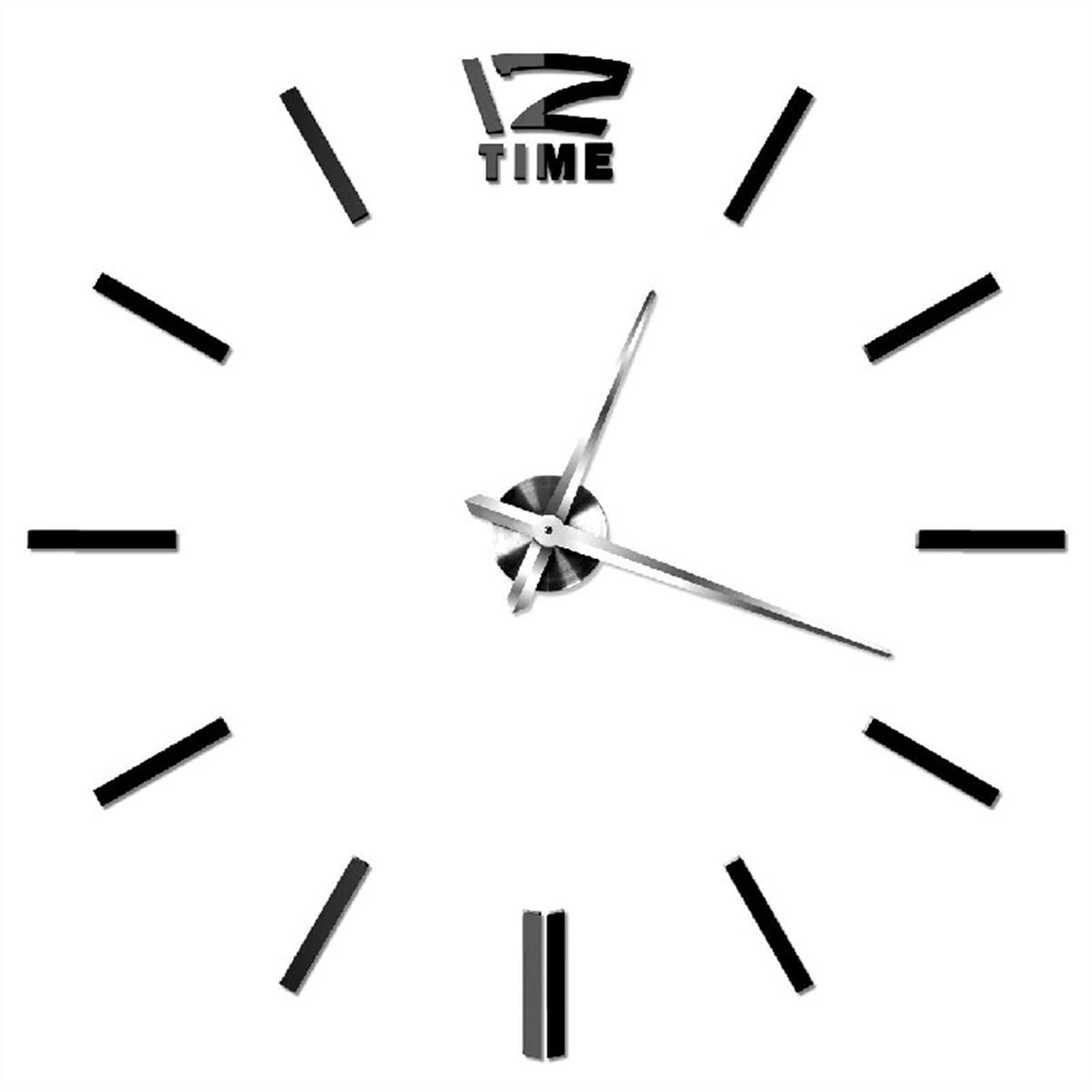 Horloge murale 3D miroir argenté idéale pour grand salon chic