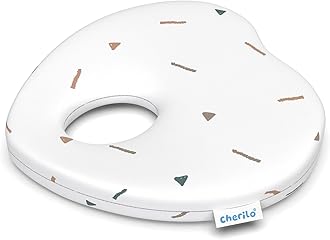 Cherilo Memory Foam Head Shaper Baby Pillow for New Born 0-12 Months, Baby Head Corrector Pillow to Prevent Flat Head Syndrome, 23x23x4 Cm, Cherry Shape - Fancy Triangles, White