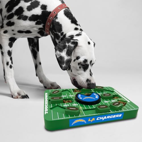 Image of Pets First NFL Los Angeles Chargers Large Puzzle Toy for Dogs, Slow Feeder Board for Pets, New Bigger Size, Interactive Doggie Treat Toy