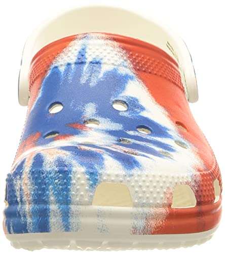 Crocs Unisex-Adult Classic Tie Dye Clogs, Red/White/Blue, 8 Women/6 Men #TOP1