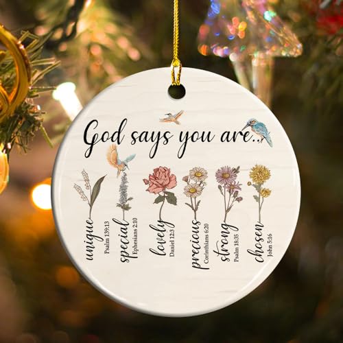 God Say You are Bible Verse and Prayers Christmas Ornaments - Christian Gifts for Women - Christian Christmas Ornaments - Religious Gifts for Women (H27)