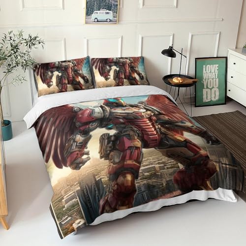 Parure de lit mecha king 220x240cm avec impression 3D haute definition eagle rouge - 2