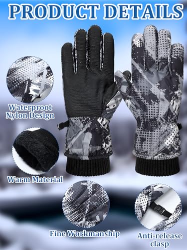 2 pares de luvas de esqui infantis impermeáveis para inverno luvas quentes de dedo inteiro luvas de