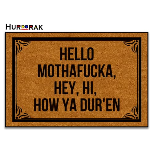 Go Away Doormat Hurdorak Doormat Hello Mothafucka, Hey, Hi, How Ya Dur'En Welcome Mats for Front Door Mat Non Slip...