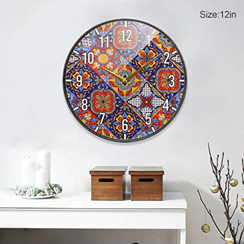 Blueangle Mexican Ceramic Tile Pattern Wall Clock For Living Room Bedroom Office Home Decorations (12 Inch) #TOP3