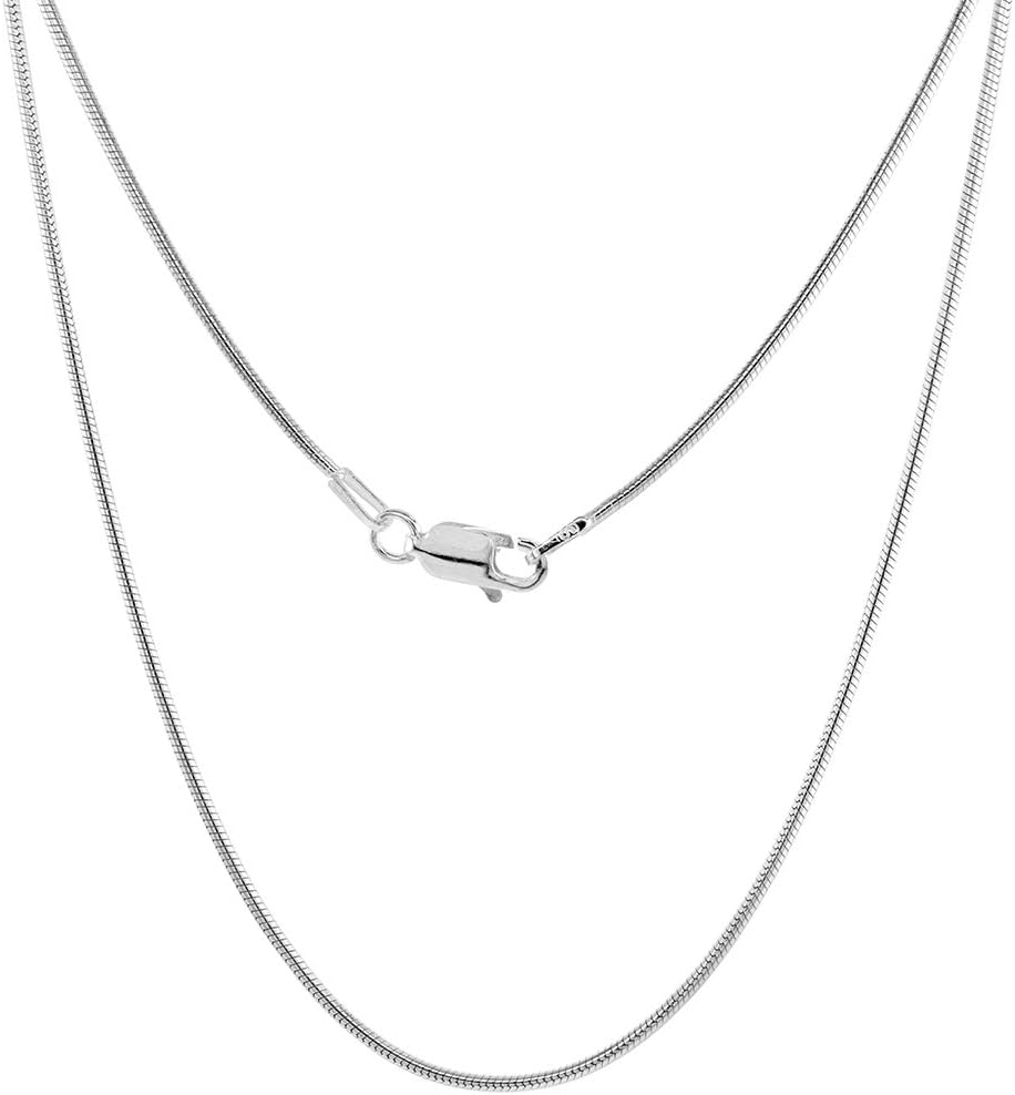 Sterling Silver 1.2mm Snake Chain Necklaces & Bracelets Nickel Free Italy Sizes 7-30 inch