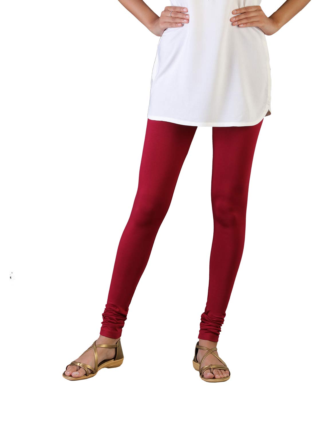 TWIN BIRDS Tailored Cut & Classic Fit Super Stretchable Mehandi Maroon Coloured Cotton Elastane Fabric Churidar Leggings for Women - (XL) - Image 2 thumbnail