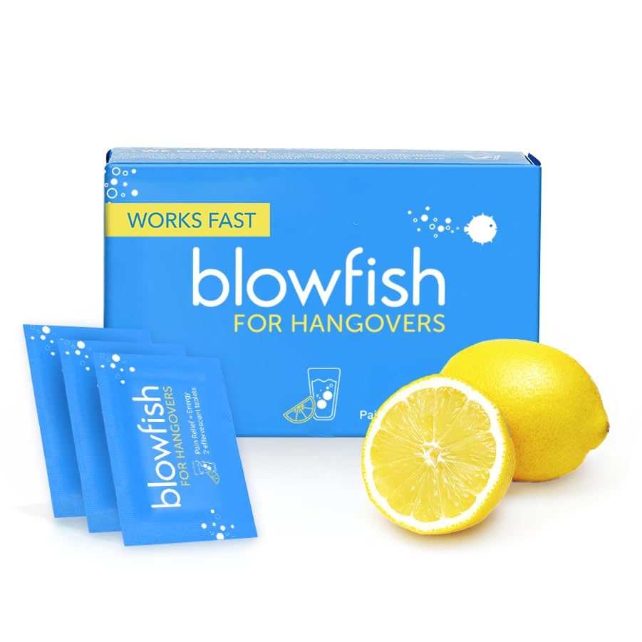 Blowfish for Hangovers - Fast Hangover Relief in 15 Minutes | FDA-Recognized Formulation | Headache Relief Energy and Hydration in One Step