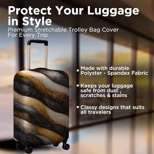 Image of WanderWraps Spendex Polyester Protective Luggage Cover | Hard Luggage Trolley Bag Cover | Washable | Dust Proof | Stretchable | S /M /L - Combo | Feather Printed