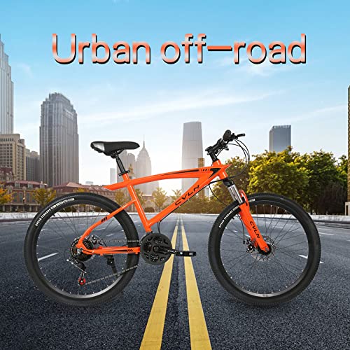 Joyo 26 Inch Aluminum Mountain Bike 21 Speeds Adult Bicycles For Men With Dual Disc Brakes Front Suspension Adult Bike Mens Bike Mens Bicycle For Men Women Adult (Orange) #TOP1