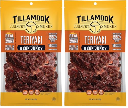 Image of Tillamook Country Smoker Real Hardwood Smoked Beef Jerky, Teriyaki, 10 Ounce (Pack of 2)