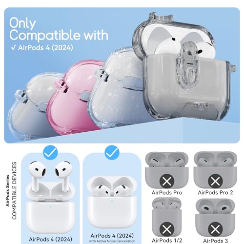 Image of for AirPods 4 Case 2024 with Safety Lock,Clear Black