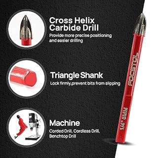 FOCSTOL Set Punte Trapano Diamantate - 4 pezzi 6/6/8/10mm Sega a Tazza Diamantata+1 pezzo 6mm Trapano al Carburo con Gambo Triangolare per Gres Porcellanato Ceramica Granito Marmo