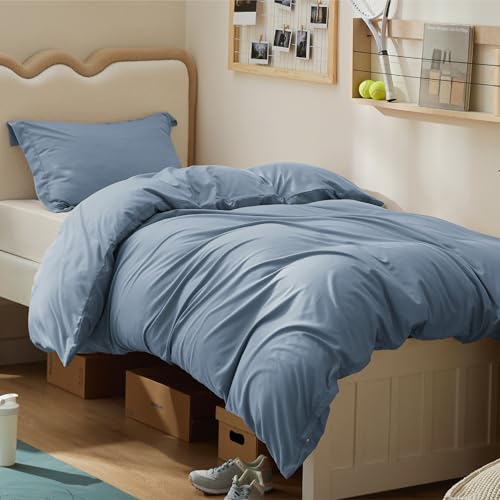 Image of Bedsure Twin /Twin XL Duvet Cover, Double Brushed Bedding Set, Dusty Blue | For Kids & Adults, 68 inchx90 inch Comforter Cover, Hotel Luxury, All Season, Breathable, Easy Care, Lightweight, Zipper Closure
