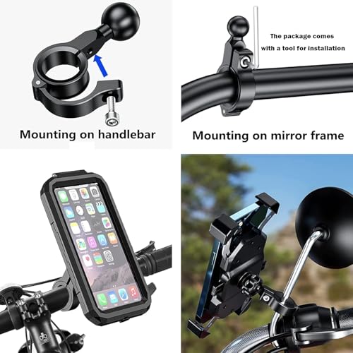 Image of Bike Handlebar Mount, Aluminum Alloy Clamp Mounts Base Ball Adapter with 0.67 inch(17mm) TPU Ball for Round Rails, Compatible with RAM Mounts Ball Socket Arm