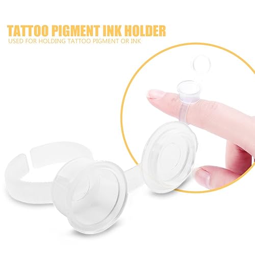 Miniatura 4 de 100 piezas de recipiente de tinta para anillo de tinta para tatuaje, anillo de tinta para pestañas, accesorios de extensión con tapa, kit de tatuaje