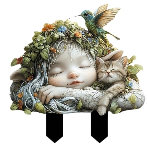 Ghjkldha Paletto decorativo da giardino | Spina da giardino in miniatura | Paletto da giardino per interni | Spina da giardino fatata fatta a mano con 29 x 30 cm per interni, case, giardini portico