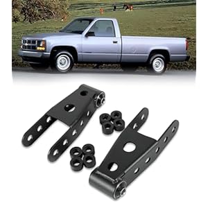 2-3″ Suspension Rear Drop Lowering Shackles kit Leaf Spring Drop Shackle Kit Compatible with Chevy Silverado GMC Sierra 1500 C1500 K1500 Dodge Ram Replaces 6400 410520