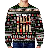 Core Attribute: Men's crew neck Christmas pullover (hat-free), authentic "ugly Christmas jumper" style with built-in festive playful humor. Neck Design: Classic crew neck cut, hat-free for a sleek look, perfect for all Christmas occasions. Material H...