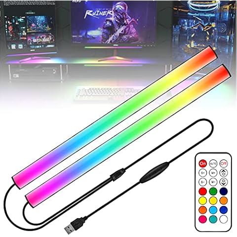 WILLED 2-In-1 Under Monitor Light Bar, Gaming Lights for Gaming Setup, Desk Led with Remote Controller, 5V USB Powered RGB Light Bar, Color Changing Lamp, Desk Lighting for Keyboard Light, Computer/PC Cover