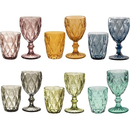 KEDEA Bicchieri Acqua Calici Vino Colorati in Vetro, Lavabili in lavastoviglie, Tumbler Mix 6 COLORAZIONI.… (Grand Pave')