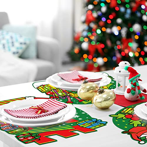 Christmas Placemats Set Of 6 Xmas Tree Plastic Place Mats Gift Box Table Mats Christmas Theme Kitchen Placemats For Indoor Outdoor Christmas Party Dining Table Decoration 16.5 X 13.0 Inch #TOP5