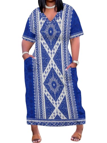 Image of PinkPatty Women's Oversize V Neck Short Sleeve Maxi Dress with Pockets