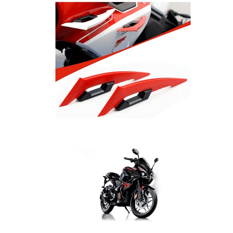 LOVMOTO Universal Aerodynamic Wing Spoiler Helmet Fairing 2 Pieces Motorcycle Winglets Motorcycle Front Side Spoiler Aerodynamic Wing Kit Red Comfortable with Pul-SAR RS 200