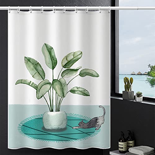 Rideau de douche polyester chat noir 240x200cm résistant à l'eau - 3