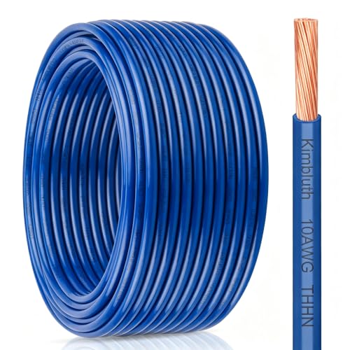 THHN Wire 10 Gauge 25 FT Stranded Copper Wire, Blue