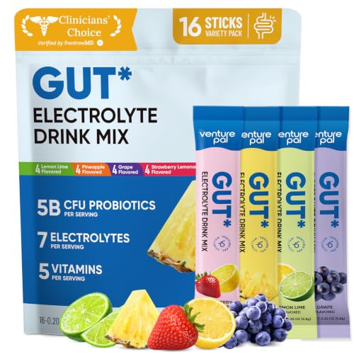 Venture Pal 2-in-1 Hydration Packets + Gut Health Electrolytes Powder - 7 Electrolytes & 5 Vitamins,...