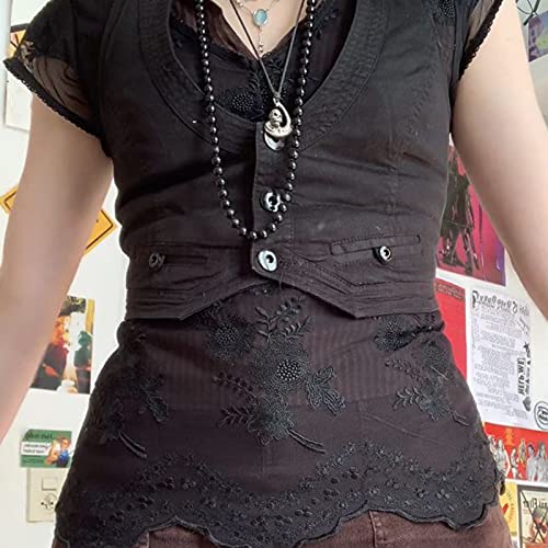 Tsnbre Women Sexy Y2K Dressy Vest Casual Versatile Racerback Vest Halter V-Neck Vintage 90s Goth Vests Streetwear4