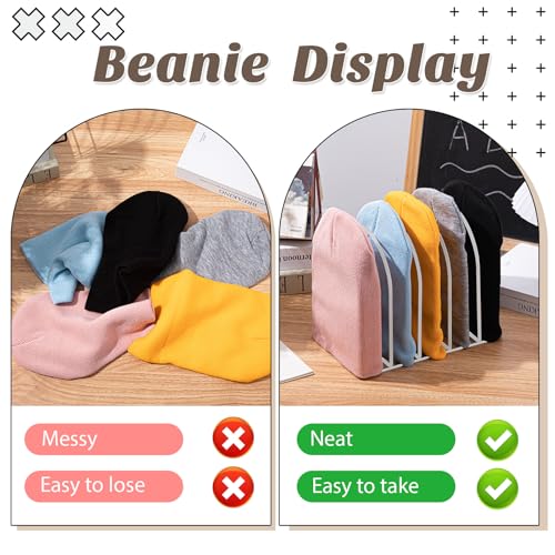 Hicarer 2 Pcs Heavy Duty Beanie Holder Organizer Knitted Hat Storage Rack Metal Cap Display Stand for Winter Swimming Hat Display Home Entryway Tabletop Bedroom Closet Dresser Room Office (White) by Hicarer - Image 3