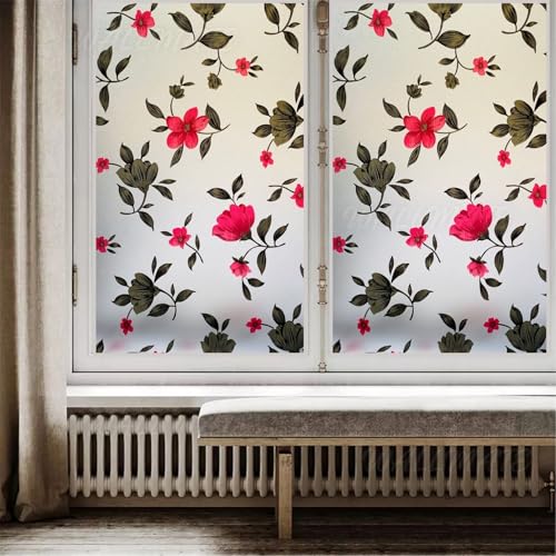 Image of WALLMATE Self Adhesive Window Film Frosted 3D Glass Door Window Frosted Film for Home /Office /Bathroom & Living Room Multicolor Frosted Film (16 x 175 Inch, Dazy Flower)