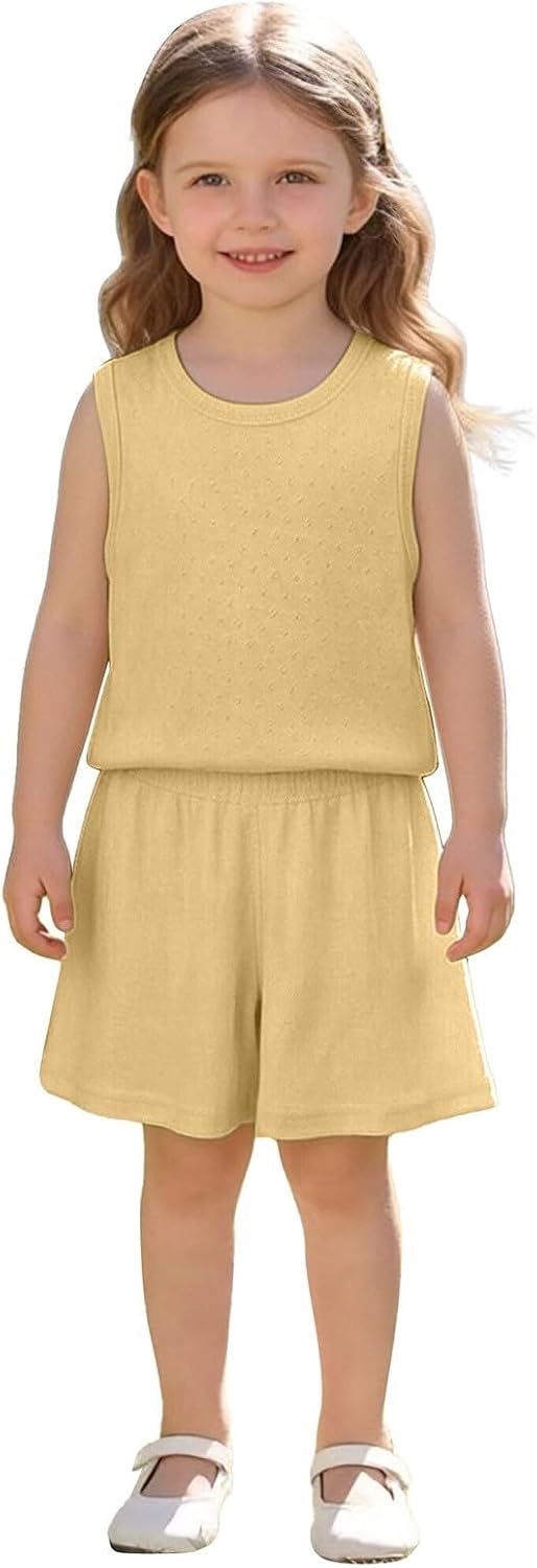 Kids Shorts Sets Toddler Boys Girls 2 Piece Outfits Baby Athletic Sweatsuits Sleeveless Tank Tops Sport Clothing Set