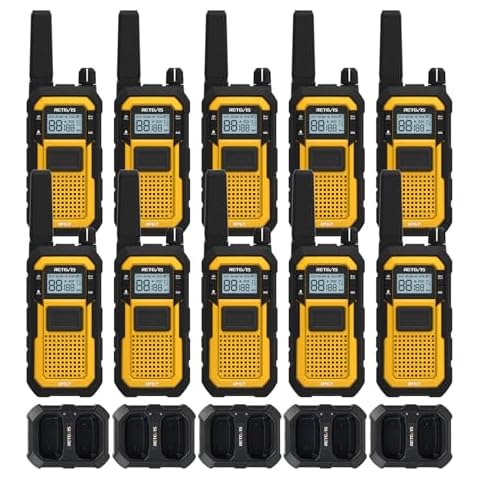 Retevis RB48 Heavy Duty Waterproof Walkie Talkies, Long Range Rechargeable Two Way Radios, Advanced Triple Proof, Vibration Reminder, for Warehousing Construction Contractor(10 Pack) Cover