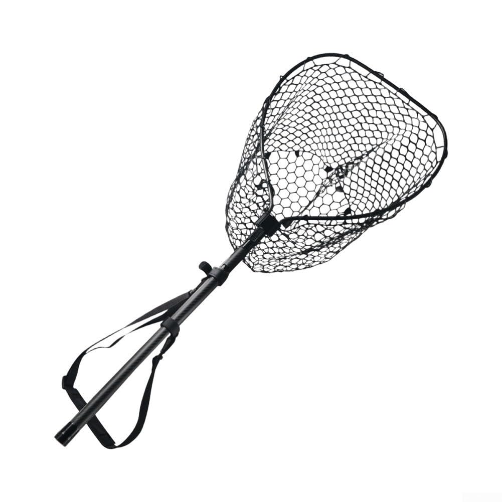 Red de aterrizaje plegable de fibra de carbono con malla suave para estanque de liberación de peces playa jardín 2,45 m