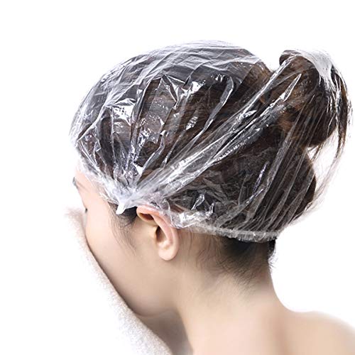 100 PCS Disposable Shower Caps, Large Thick Transparent Plastic Waterproof Shower Caps, Suitable for Ladies and Girls Hot Spring Travel SPA Hotel Hair Salon Home Portable Travel