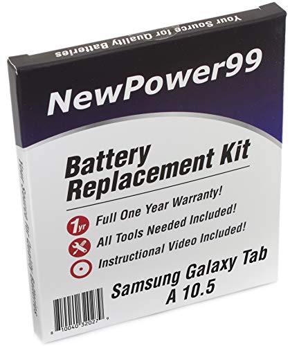 Battery Kit for Samsung Galaxy Tab A 10.5 SM-T590, SM-T595, SM-T597 with Tools, Video, and Battery from NewPower99