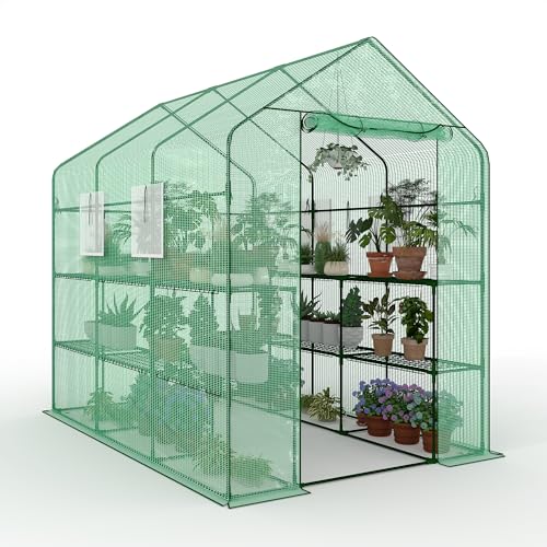 Heavy Duty Portable Greenhouse, 57' w x 85' l x 77' h Walk-in Garden Greenhouse...