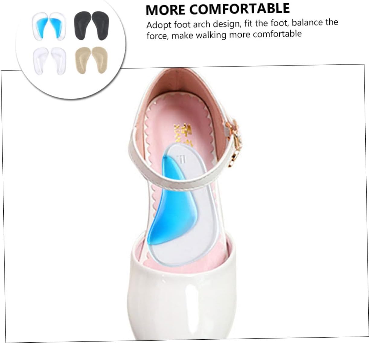 GLEAVI 12pairs Gel Arch Support Cushions Reusable Foot Arch Support Pads for Men Women Comfortable Adhesive Inserts for Sandals Flats and Boots for and Daily Wear