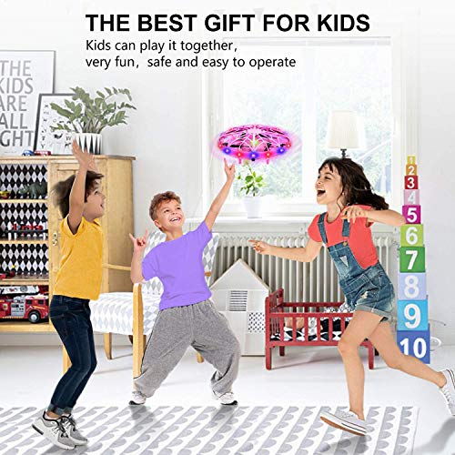 UTTORA Drones for Kids Hand Operated Mini Drone Remote Control Kids Drone UFO Helicopter With Lights Flying Toys Gifts for Boys and Girls Outdoor Indoor Toys