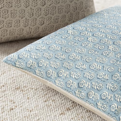 Image of Foindtower Set of 2 Decorative Vintage Floral Print Throw Pillow Covers Neutral Accent Farmhouse Cushion Covers Boho Home Decor for Sofa Couch Chair Bedroom Living Room Outdoor,20x20 Inch,Sky Blue