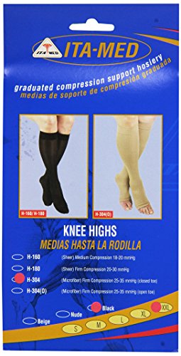 Image of ITA-MED I H-304(3) XXL BL Microfiber Knee Highs, Black, XX-Large