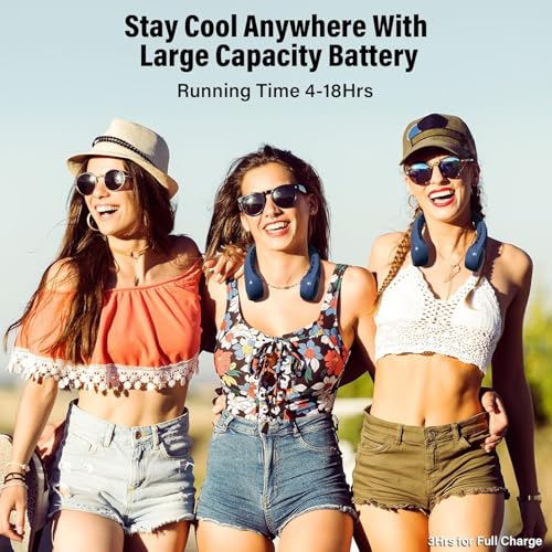 Image of Morelax Neck Fan, USB Rechargeable Personal Fan,Hand Free Bladeless Portable Fans,4000 mAh, 3 Speeds,Large Air Faster softer 360 Cooling, Ultra Quiet,Gift Suitable for Home, Office, Travel, Sports